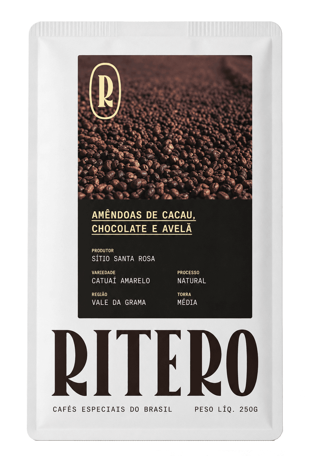 Embalagem do Café Amêndoas de cacau, chocolate e avelã